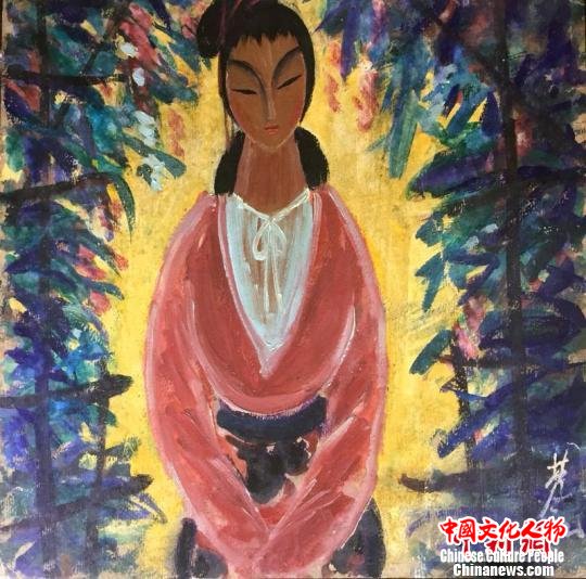 林风眠油画《红衣仕衣》。 民烨 摄 林风眠油画《红衣仕衣》。 民烨 摄