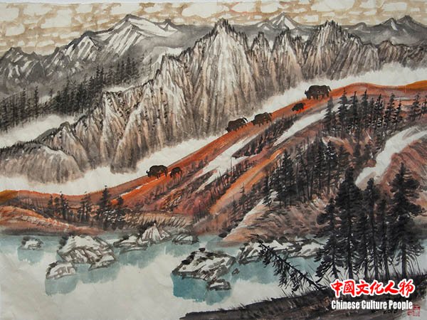 王贵胜 A Prominent Scene of Yellowstone黄石有此景 50cm × 70cm