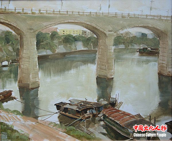 古棕 Guangxi Longjiang Fishing Boat 广西龙江渔舟50cm ×60cm. oil on linen