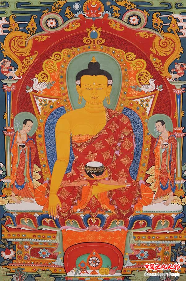 《释迦牟尼》江白多吉  当代  布面矿物质颜料